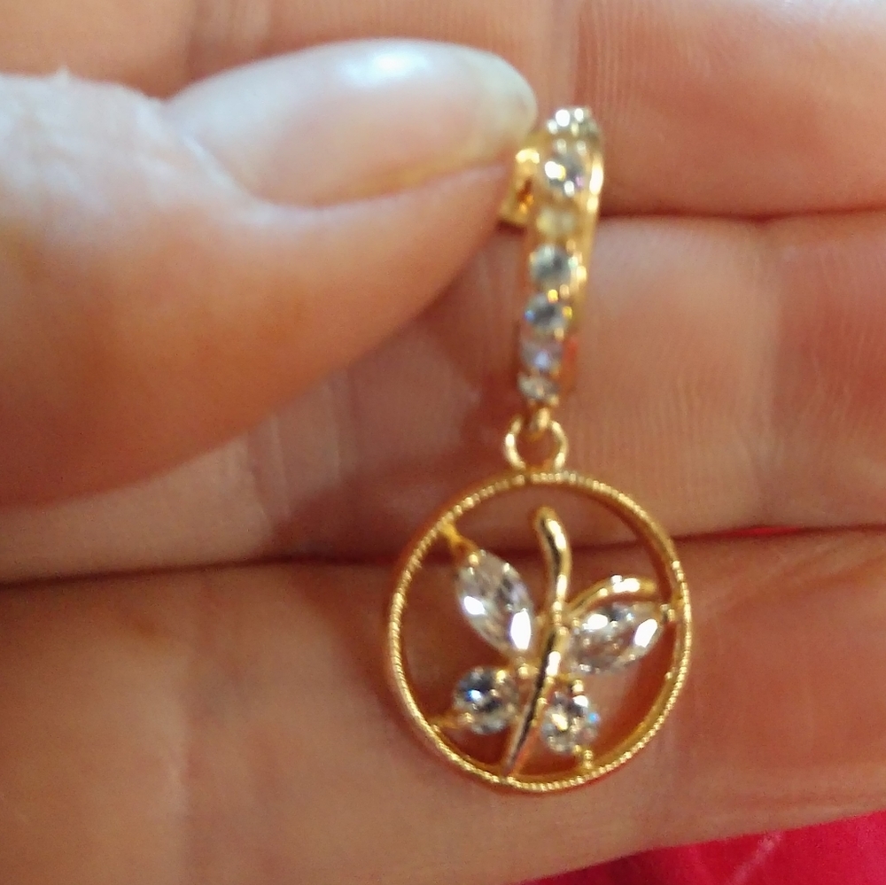 Woman's butterfly diamond topaz zircon earrings - Picture 4 of 6